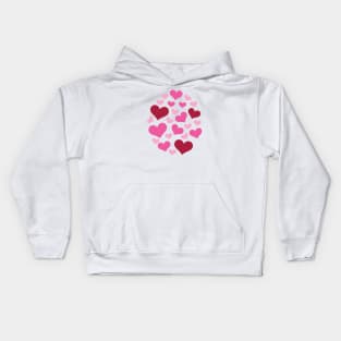 Hearts | Love | Pink | Oval | White Kids Hoodie